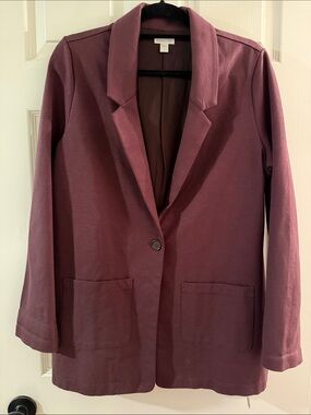 Garnet Hill Women's Plum Stretch Knit Blazer Size 12 Like New 🍂